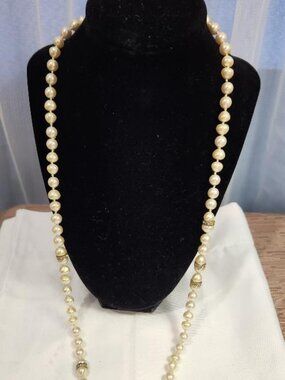 J Crew Vintage Inspired Long Strand of Cream Colored Faux Pearls